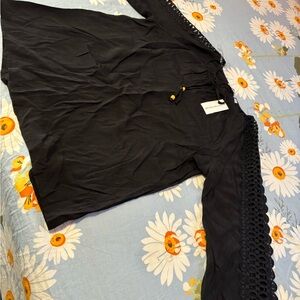 Notations Black Lace Sleeve Blouse